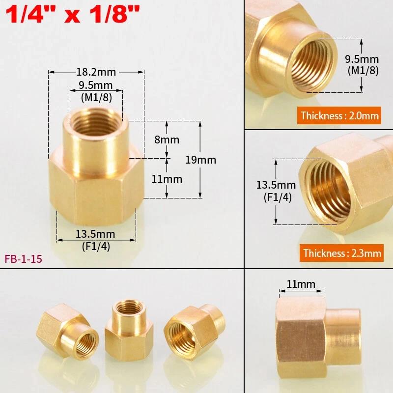 1~10pcs Brass Female Reducing Sleeve 1/8" 1/4" 3/8" 1/2" 3/4" 1" BSP Female Thread Hex Pipe Fitting For Water Fuel Gas 7