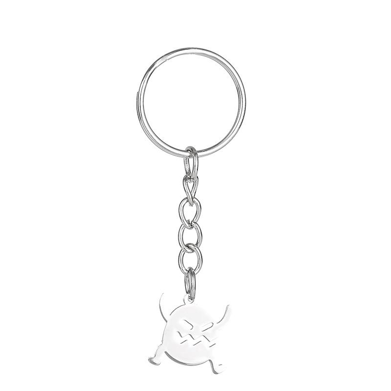 Gold Silver Black White Splicing Cat Stainless Steel Keychain Cute Cartoon Design Fashion Couple Pendant Practical Backpack Decoration