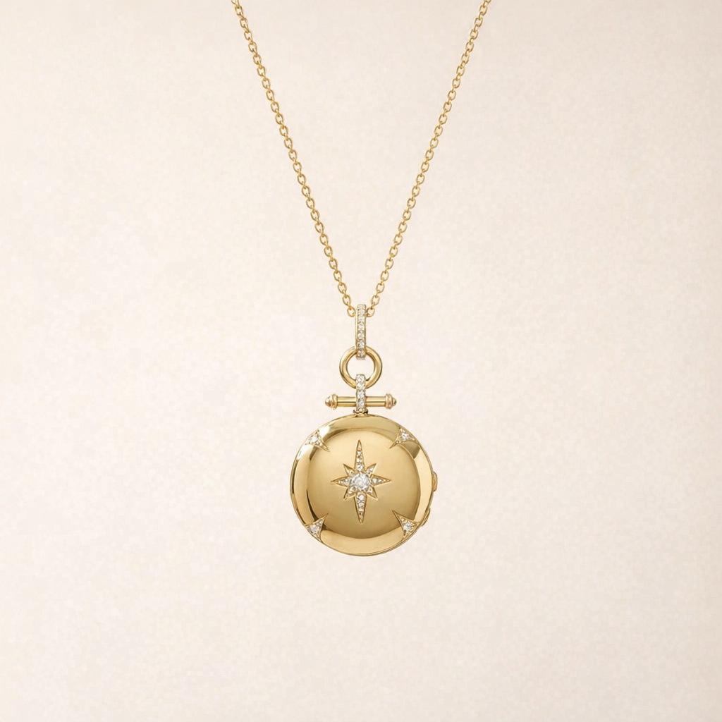 

Retro Star Phase Box Chain Open And Close Pendant Necklace Niche Light Luxury Commemorative Feeling Neck Jewelry Color-Preserving Copper