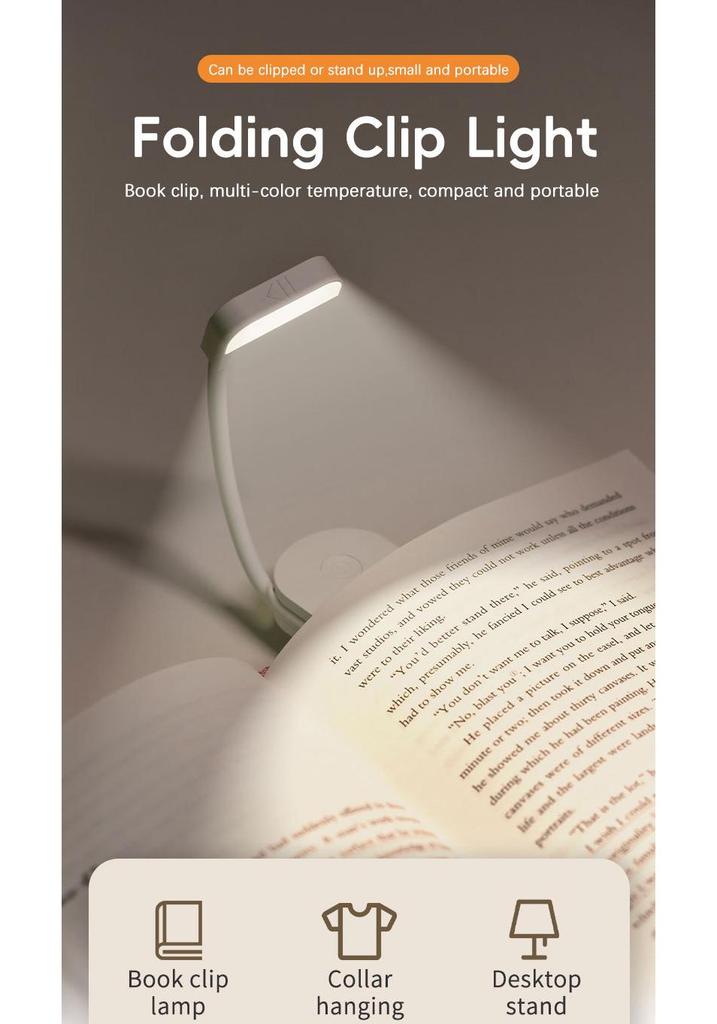LED Eye Protection Clip-On Reading Light - Portable Mini Study Lamp for Bedside & Dorm.