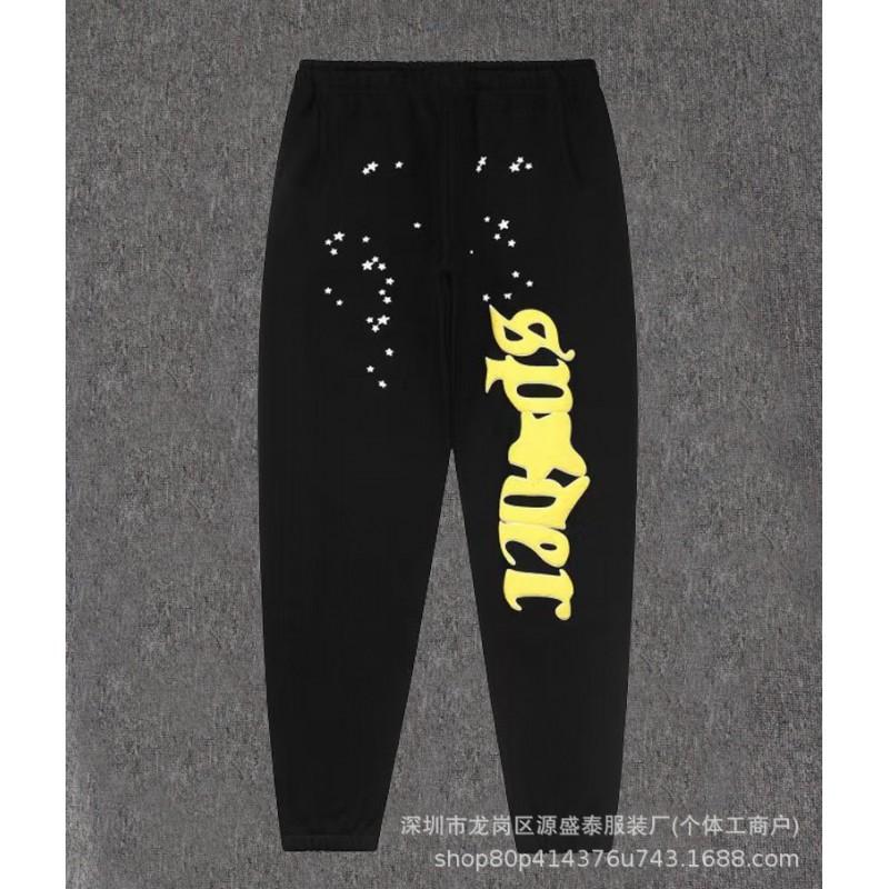 Sp1der Rapper YoungThug Same Foam Letter 555555 Couple Hoodie Pink Sweatshirt