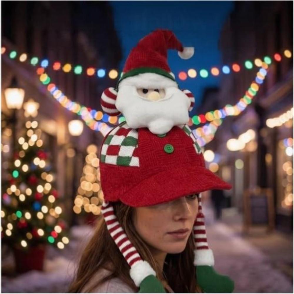 Long Leg 3D Christmas Plush Cap Warm Soft Snowman Party Hat Reindeer Character Cap Photo Props