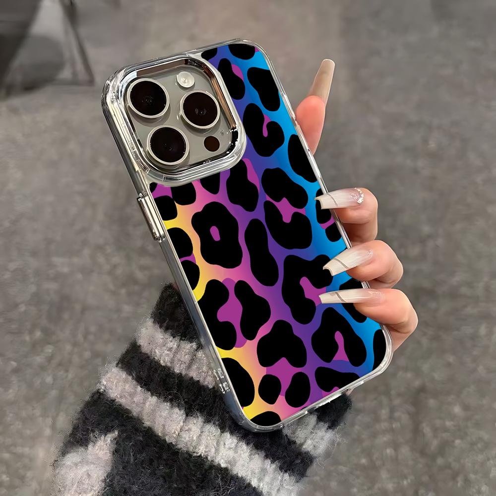 Colorful Gradient Leopard Print Phone Case For Iphone 17 17E 16E 11 Plus 13 Pro Max 16 12 14 15 Ultra Durable Protective Coque