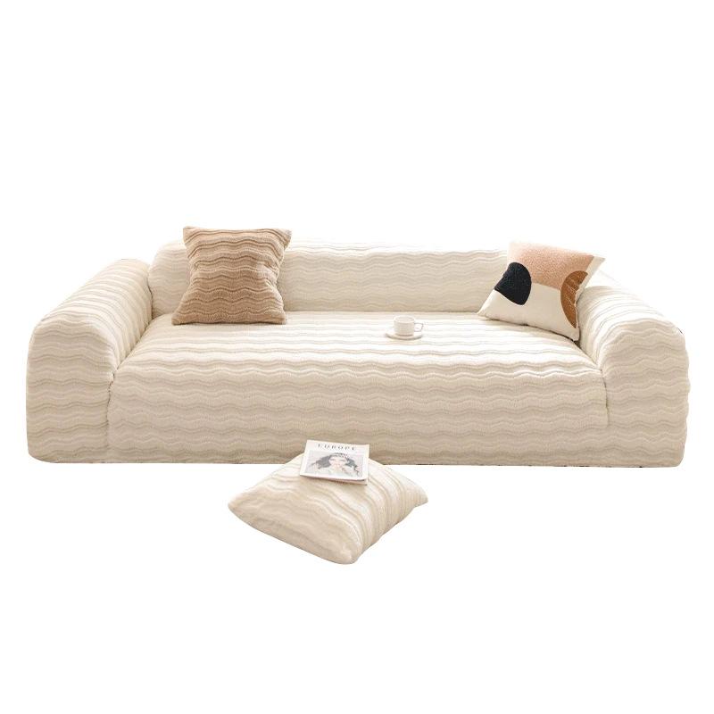 Cream Windshu Velvet Straight Row Sofa Cover All Inclusive Winter Cover New Thickened Anti Cat Scratch Protective Cover