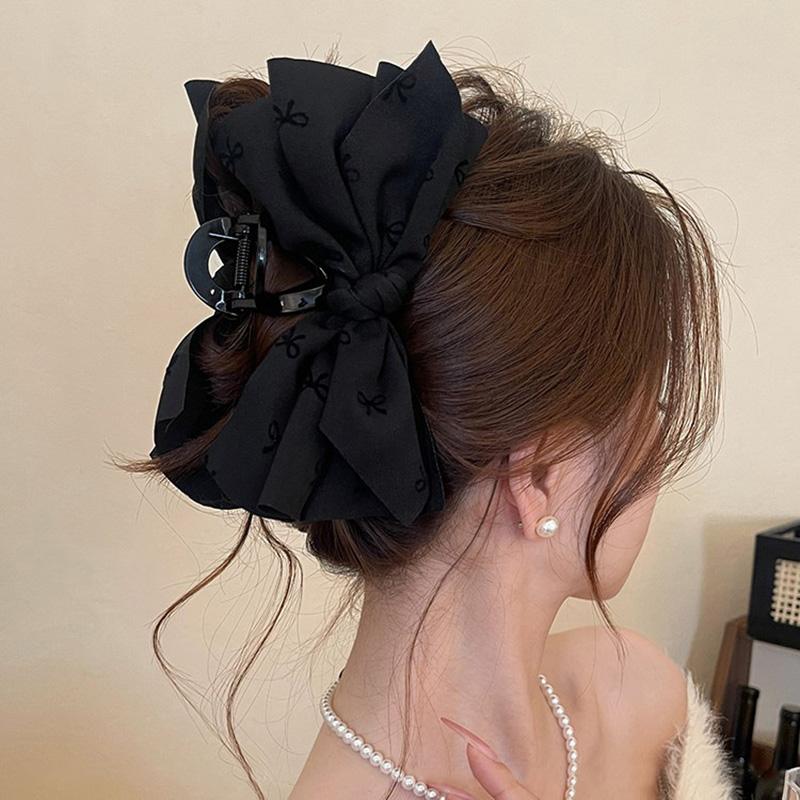 Korean Fashion Bow Hair Clips for Women Acrylic Cloth Hairpin Claw Large Shark Clip Elegant Temperament Hair Accessories New