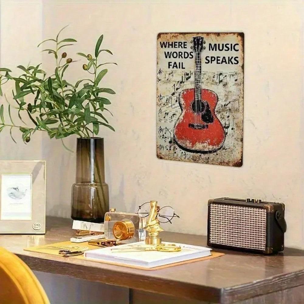 Vintage Metallschild Gitarrenkunst Heimbar Dekoration Musik Geschenkidee