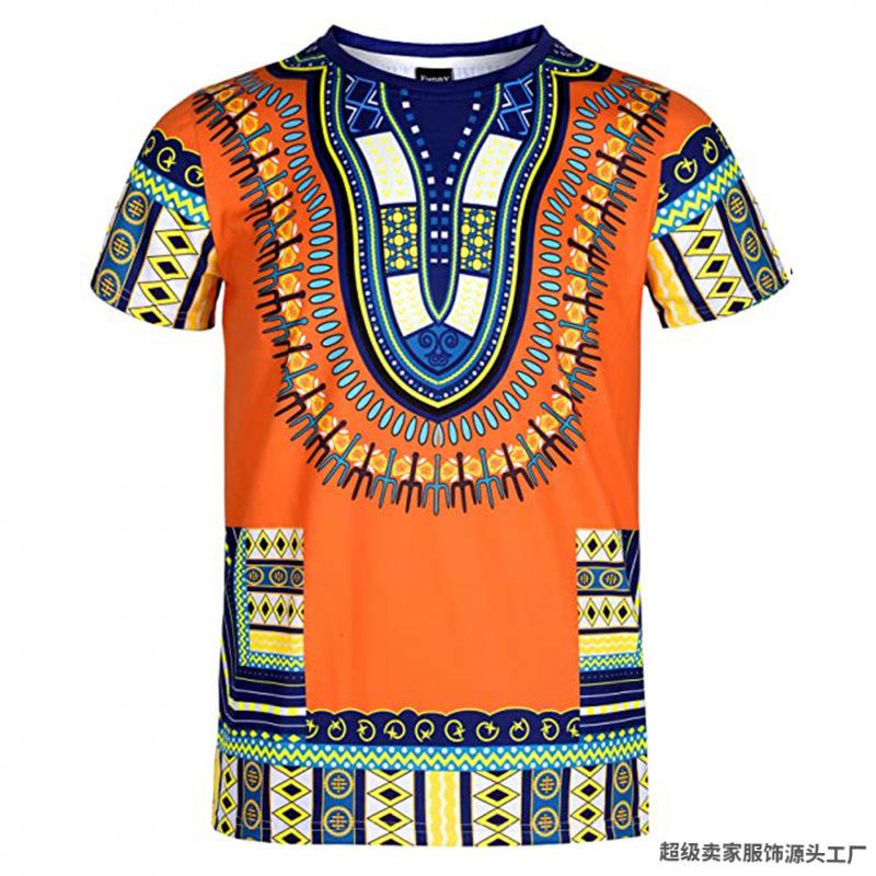 Men's 3D Printed T-Shirt Vintage Ethnic Style Pattern Printing Short Sleeve O-Neck Pullover Casual Top