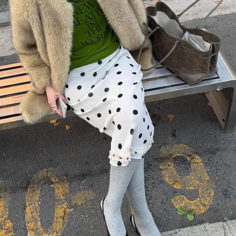 Y2K Polka Dot Loose Skirt Women 2026 Summer New High Waist Midi Skirts Fashion Slim A-line Hem Long Skirt Female Streetwear