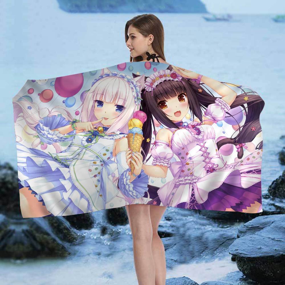 N-Nekopara Anime Bath Towel Microfiber Soft Water Absorbing Breathable For Girl Kids Decorative Cartoon Beach Towel