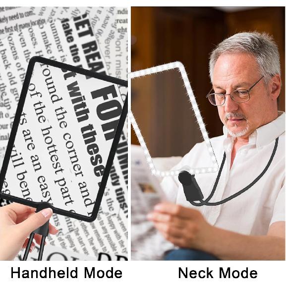 10X Large Reading Hands Free Magnifying Glass with Neck, Large Neck Wear Full Book Page Magnifier for Reading 50 LED Lights, Flexible Gooseneck