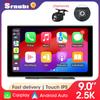 Srnubi 2.5K 9 inch Dash Cam Car DVR Wireless Carplay&Android Auto GPS Navigation Video Recorder Dashboard Dual Lens Wifi FM AUX