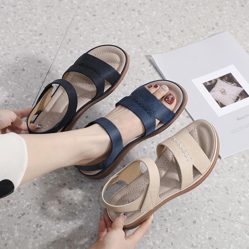 Z637-4 Retro Wedge Heel Sandals: 2025 European & American Lightweight Casual Plus Size Women's Sandals