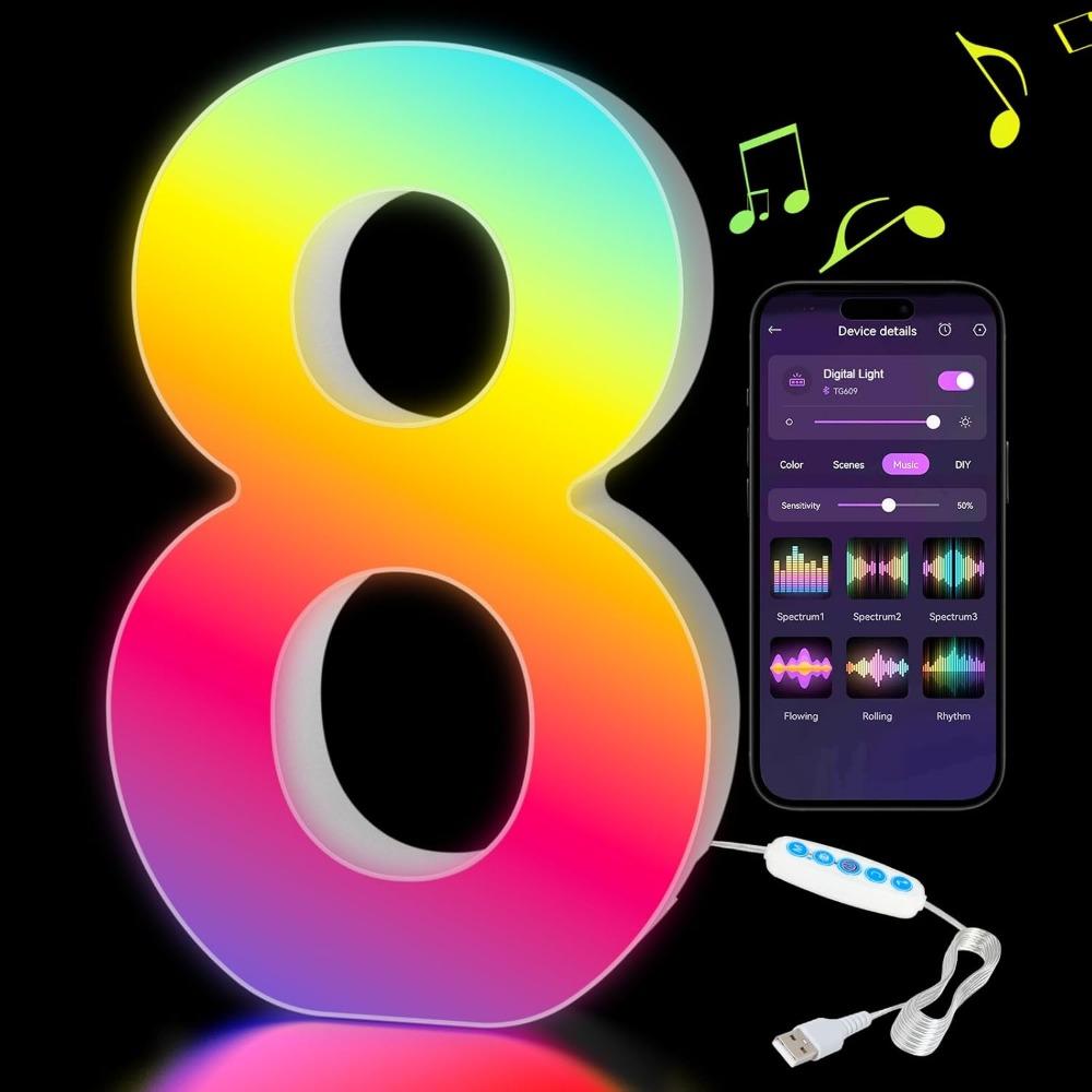 Name Letter Alphabet Light Smart Number Lamp MeRGBW App LED Letters Light Game