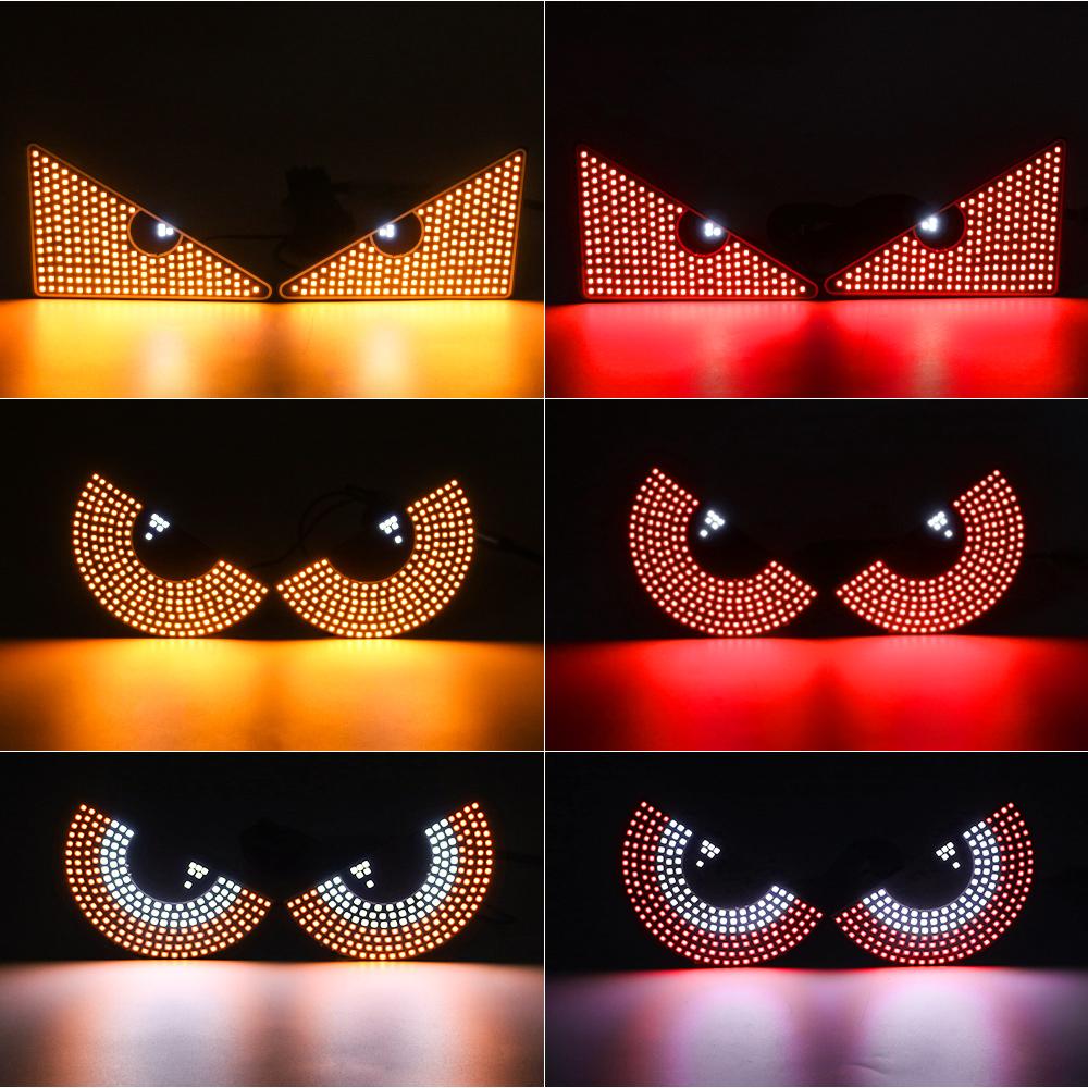 2Pcs Car LED Decorative Light Devil's Eye Strobe USB Red Plug-in Devil Eye Atmosphere Lamp Rear Warning Lamp for Car Windshield