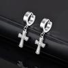 Stylish Cross Dangle Earrings for Men Boys,Stainless Steel Cross Huggies Hoop Earring,Trendy Jewelry Gifts