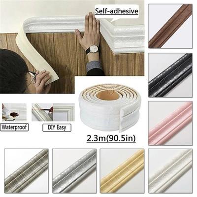 2.3M/Roll Skirting Line Wall Stickers 3D Foam Wall Edge Skirting Line Strip