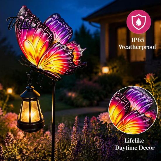 Yard Art for Outside Solar Butterfly Garden Stake Lights, Metal Decorative Stakes, IP65 Waterproof Outdoor Patio Accents LED Landscape Lights