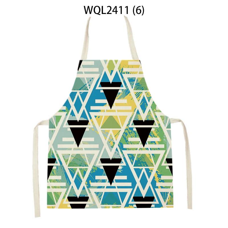 Geometry Stripe Triangles Pattern Kitchen Apron for Women Linen Bibs House Cleaning Pinafore Home Cooking Apron Accessories