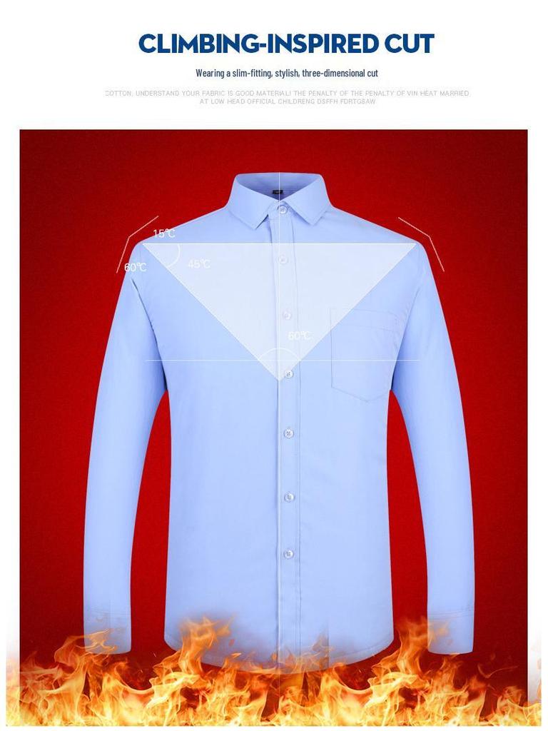 Winter Velvet Warm Long Sleeve Business Shirt - White Dress Shirt for Interviews, Weddings, Photography