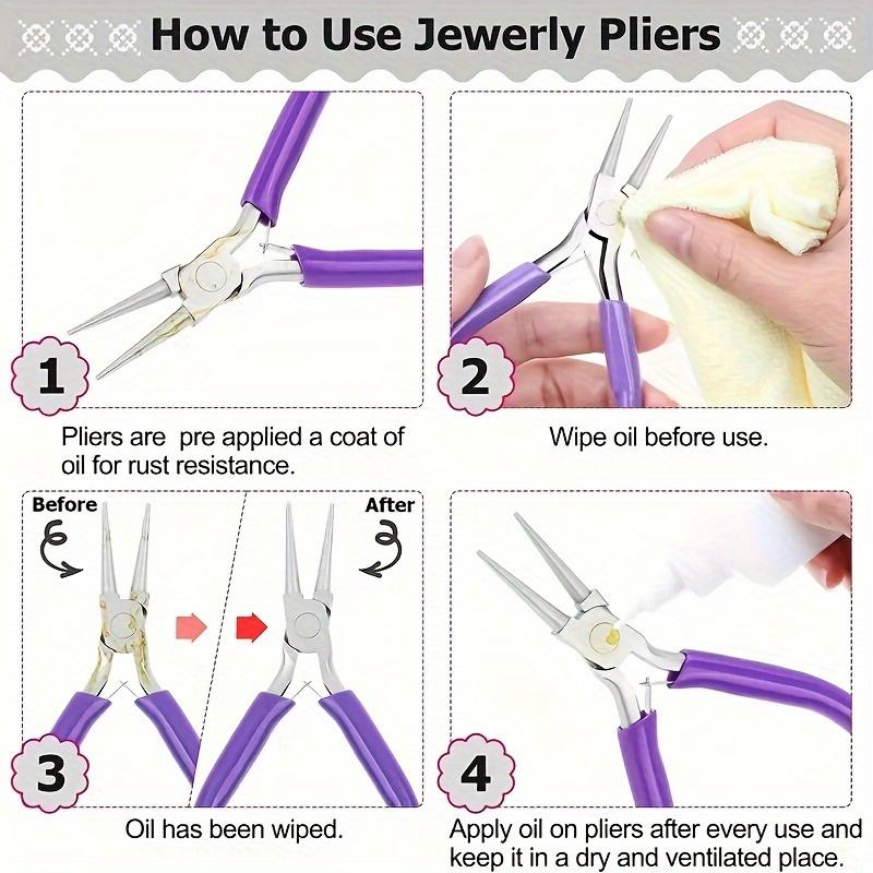 Jewelry Pliers Tool Kit Jewelry Needle Round Wire Cutter and Curved Nose for Jewelry Beading Repair Supplies Wire Wrapping Multifunctional