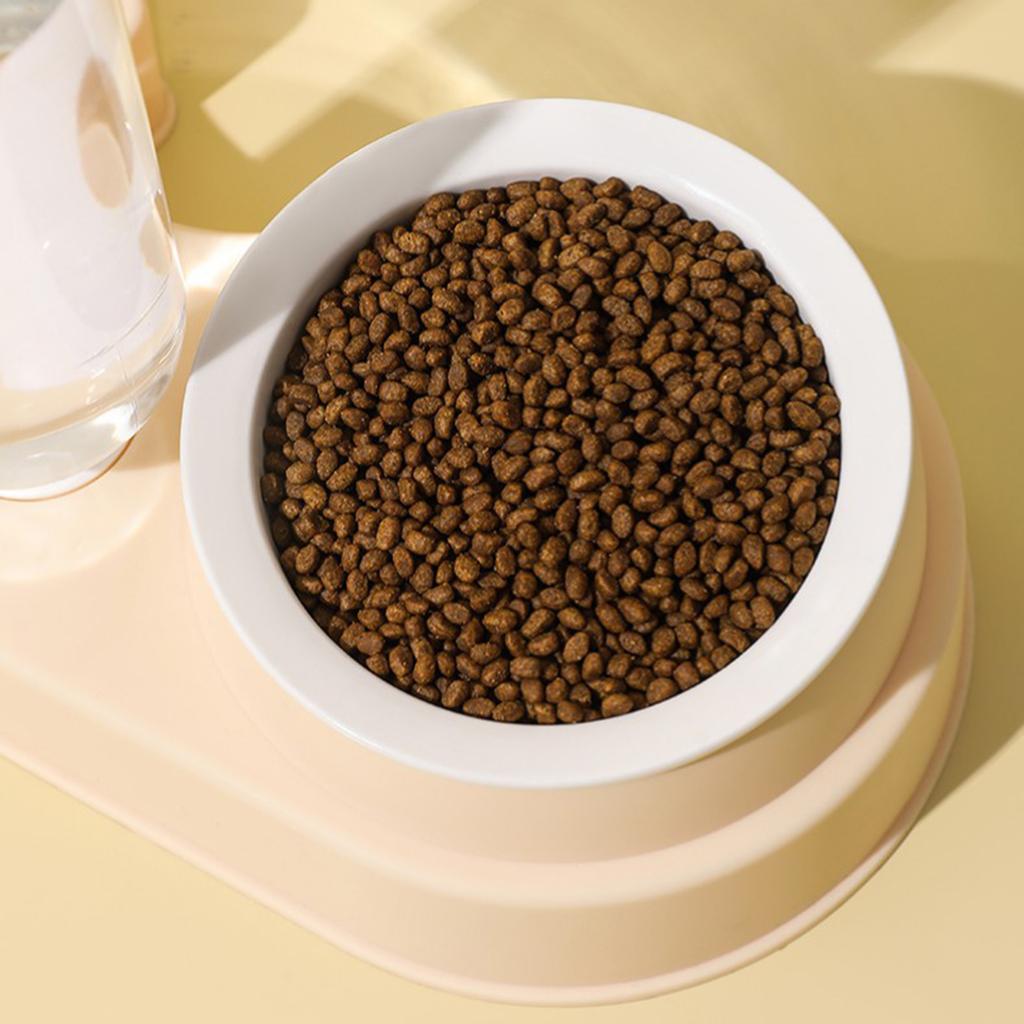 Large Dog Bowl Cat Food Bowls 2 In 1 Pet Feeder with Water-Fountain Feeder and Waterer Food Container Supplies
