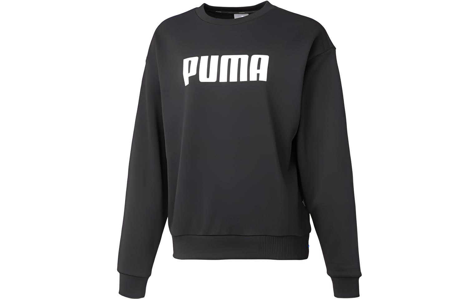 PUMA Sweatshirts Women s Black Crew Neck Moderate Regular 855318-01 L