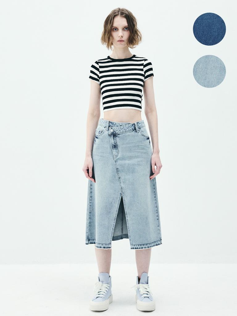 Lam Ras5014 Asymmetrical Aline Denim Skirt