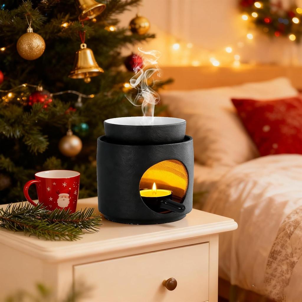 Wax Melt Burners,Ceramic Essential Oil Burner,Wax Melt Burner With Tealight Holder, Wax Burner For Essential Oils With Removable Bowl, Wax Burners
