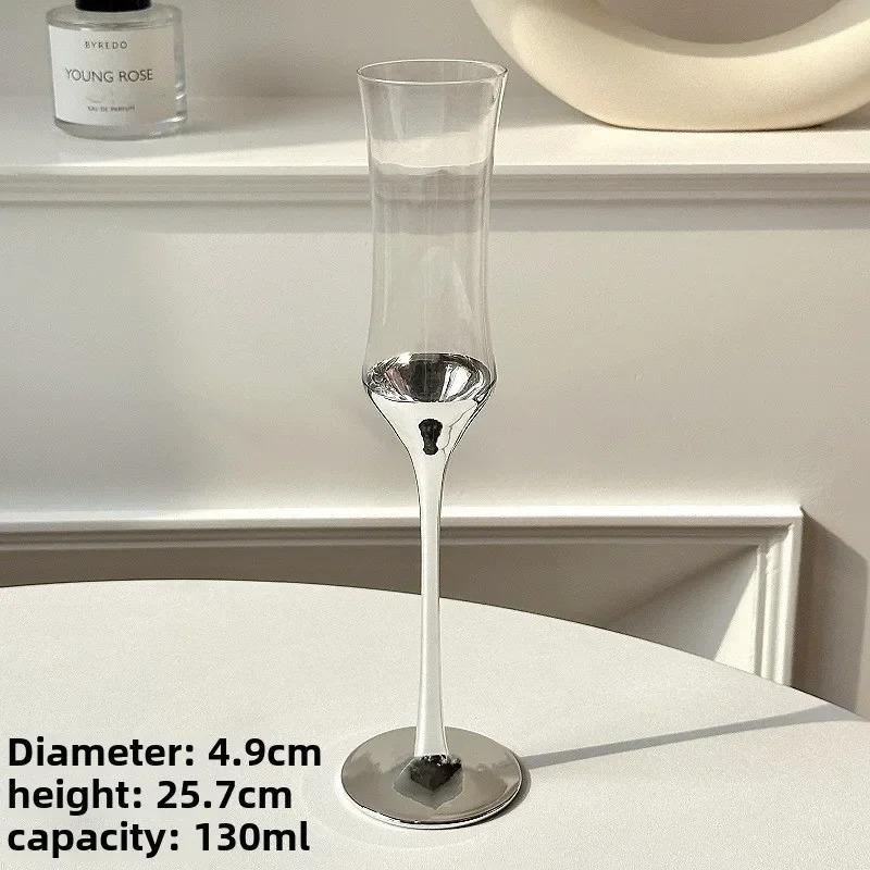 Waist Up High Footed Glass Champagne Glass with High Aesthetic Value Electroplated Sparkling Glass Cocktail Glass Red Wine Glass