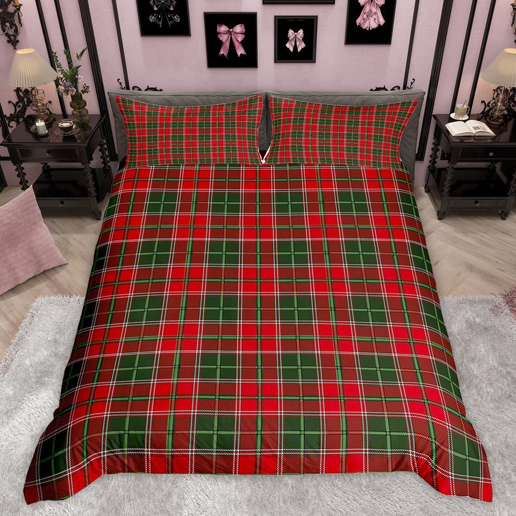 Homewish Colorful Plaid Duvet Cover Set Modern Minimalist Quilt Cover Set Geometric Checkered Bedding Set