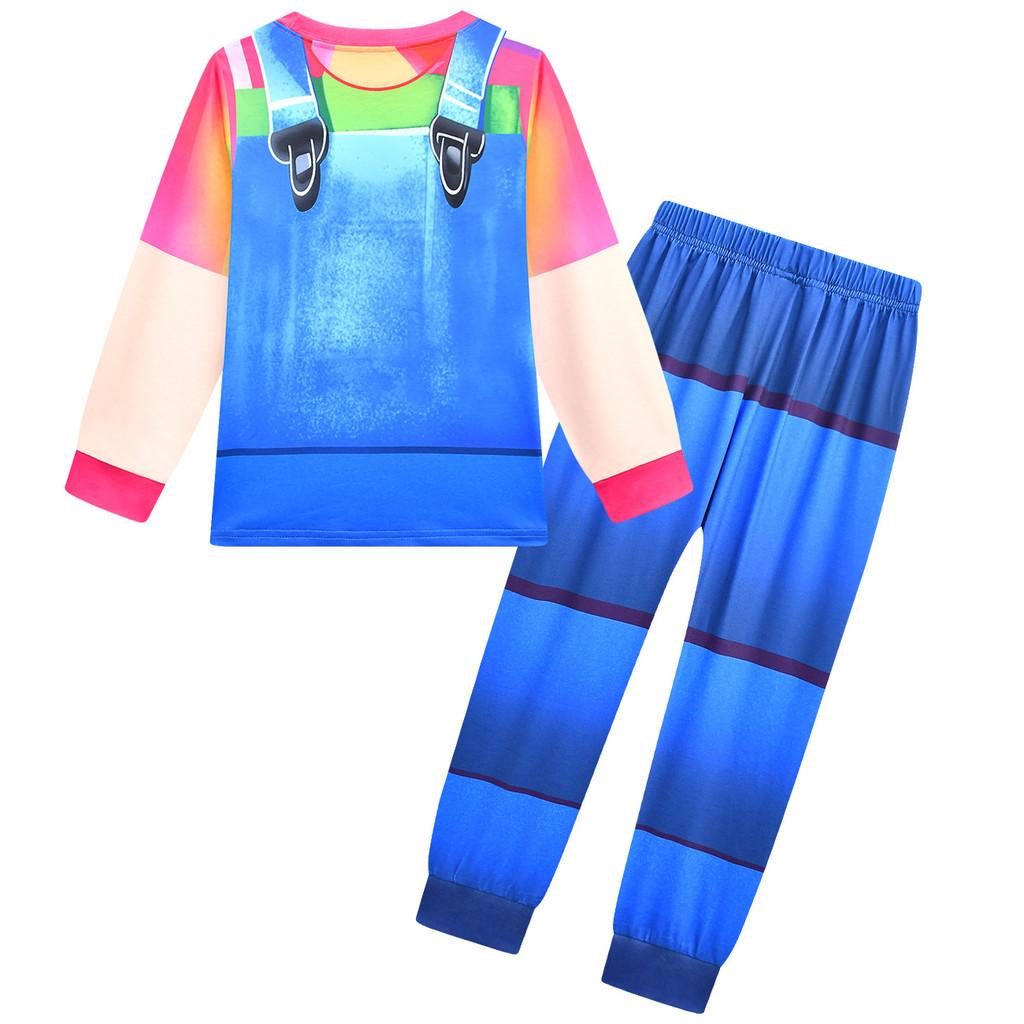 19758 Kids Boys Girls Rainbow Roblox Printed Casual Long Sleeves T-Shirt Pants Trousers Clothes Sets