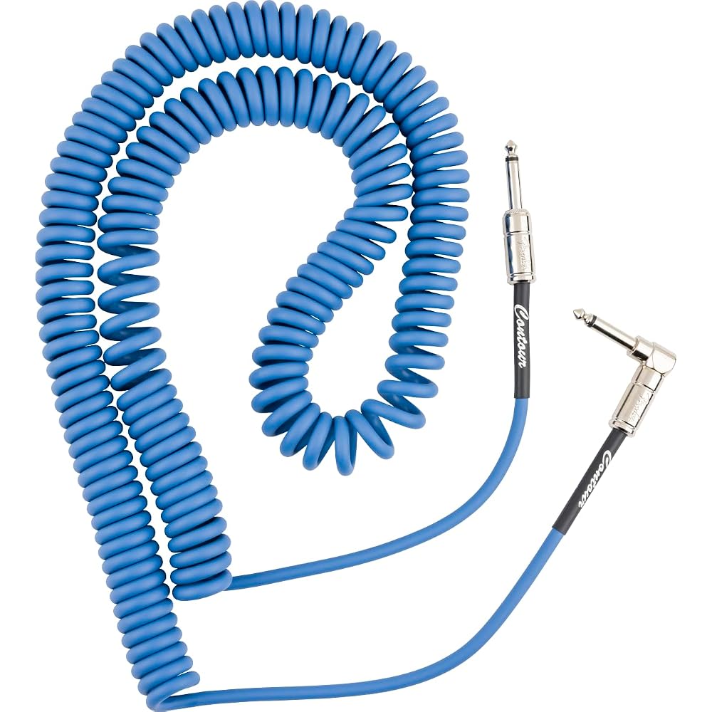 Fender Fender Guitar and Bass Cable Contour™ 30' Coiled Cable, Lake Placid Blue 9.1m