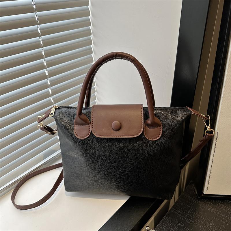 

Повседневная легкая сумка-тоут контрастных цветов, нишевая сумка большой вместимости для ношения в руке, универсальная сумка через плечо на подмышку чёрный