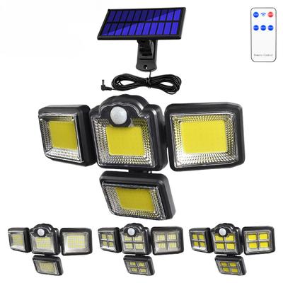 Luz de parede solar, indução de corpo humano, quatro cabeças, luz de jardim dividida, luz de garagem à prova d'água, luz de caminho de corredor