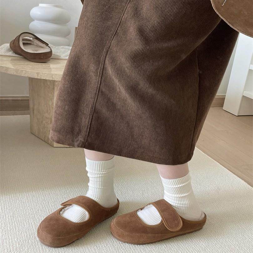 Baotou Slippers Women's Outer Wear 2025 Autumn and Winter New Soft Flat Mary Jane Shoes Ugly Cute Velcro Light Mouth Lazy Shoes