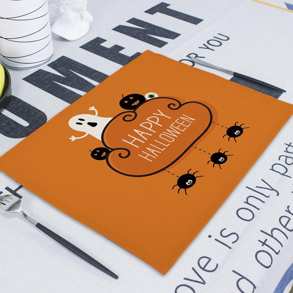 

Horror Pumpkin Table Mat Happy Halloween Under Cup Pad Coaster Under Hot Kitchen Placemat Table Mats Dining Mat for Bowl 2pcs 30x45cm