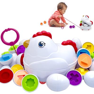 Yürüyor Tavuk Paskalya Yumurtaları Oyuncaklar, Çocuklar için 6 Oyuncak Yumurta ile Renk Eşleştirme Oyunu Şekil Sıralayıcısı, Montessori Oyuncakları Kız Erkek Bebek için Paskalya Hediyeleri