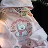 Unisex Niedliches Cartoon Besticktes Rosa Kapuzensweatshirt - Lockere Passform, Mit Plüsch, Herbst/Winter Stil