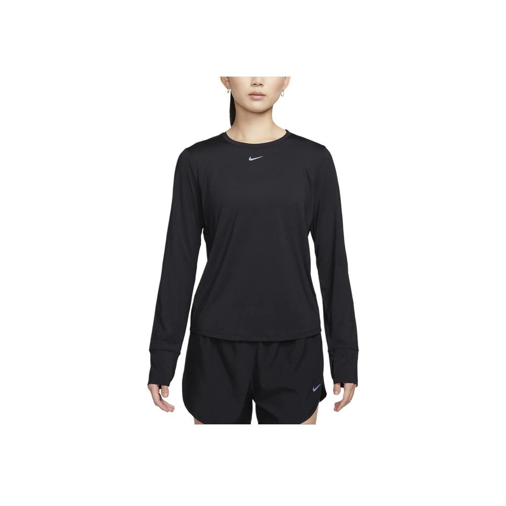 Nike Ensfarget Pullover Rund hals Casual Langermet T-skjorte Dame Topper Svart FN2802-010