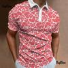 Trendy short-sleeve polo, heart print casual daily wear