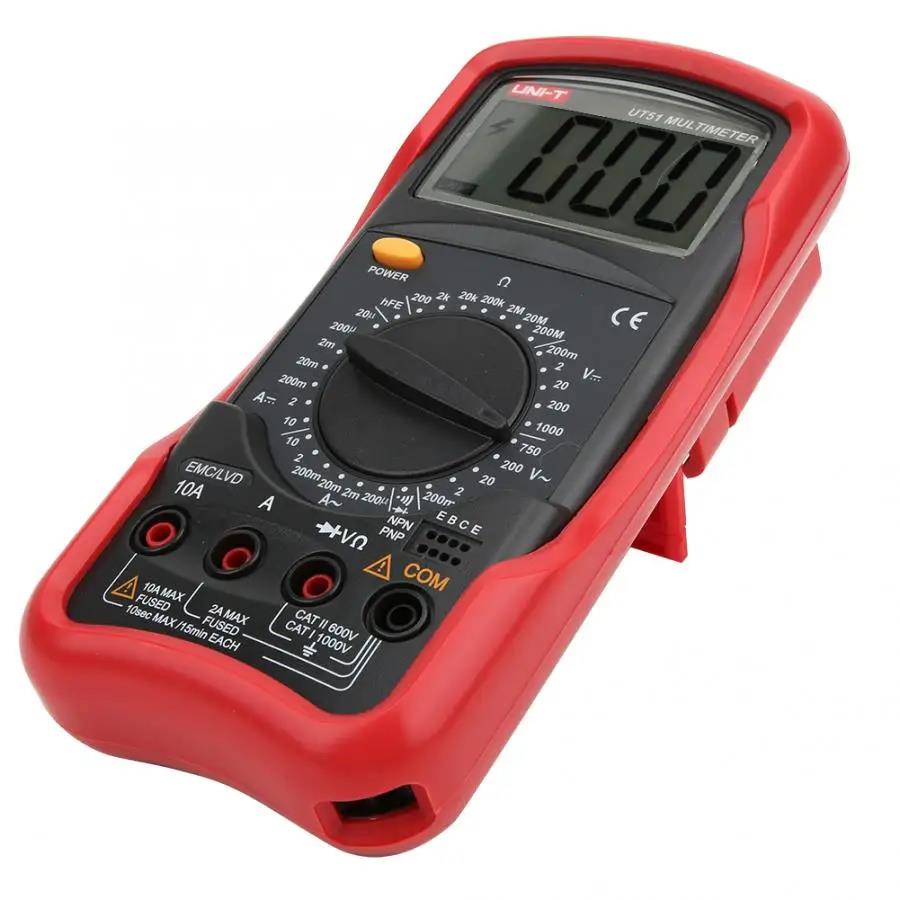 2026 UNI-T UT51 Digital Multimeter AC/DC Voltage 1000V 750V Current 10A Resistance Diode Continuity Buzzer Overload Protection