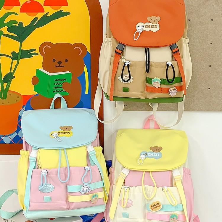 Schoolbag high value dopamine cute backpack schoolbag female middle and high school students contrasting colors large capacity niche design backpack