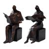Reading Figurine Resin Bookend Decor Collectible Book Reader Sculpture Desktop Ornament for Shelves Study Room Desk Living Room