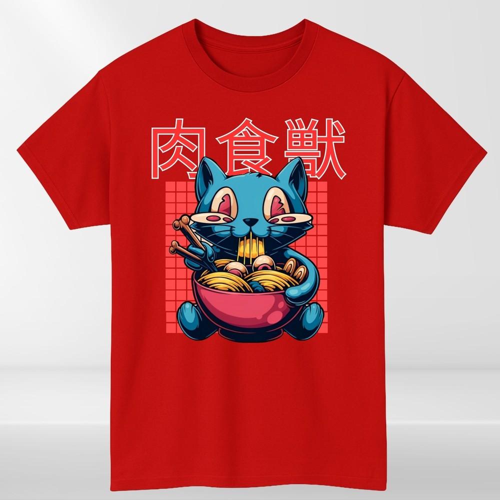 Anime T Shirt Cat RaUnisex Noodles Unisexga Japanese Geek Regular Fit Tee S