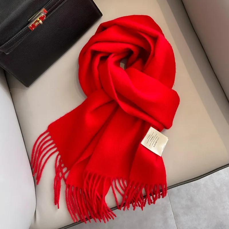 Winter Narrow Scarf 28 Color 100% Wool Scarf Hot Selling Solid Color Scarf Men's and Women's Universal Warm and Cold Proof Scarf