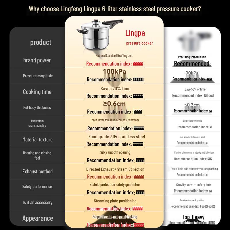 LINKFAIR 6L Stainless Steel Pressure Cooker