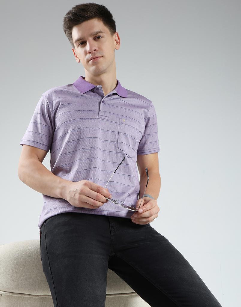 Luxuria Men's Striped Collar Neck T-Shirt