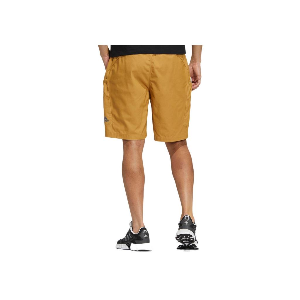 Adidas Solid Color Logo Print Casual Straight Shorts Men Bottoms Yellow HM2987