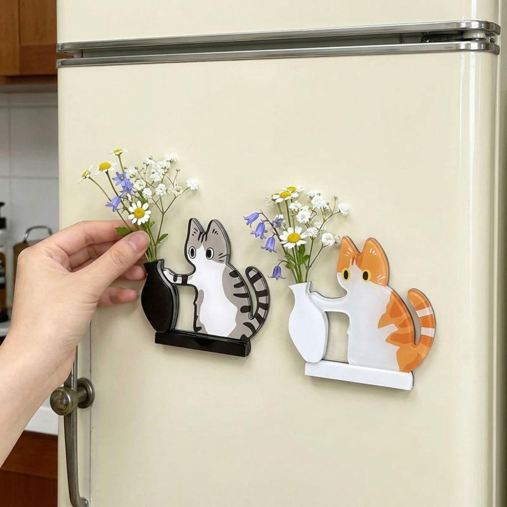 Moisture Proof Pet Memorial Fridge Magnet Kitten Pushing Vase Magnetic For Dog Cat Hair