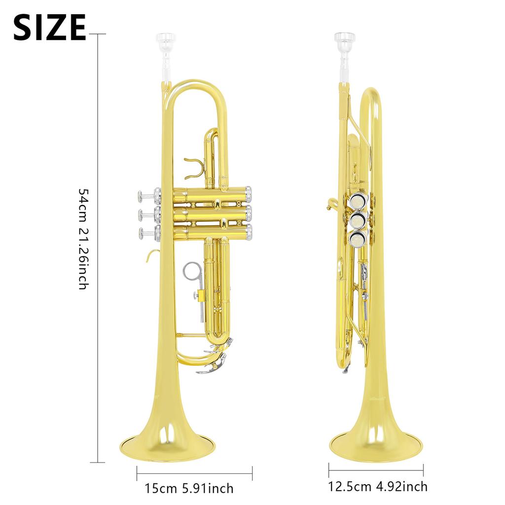 Standard B Tone Gold Trumpet Astonvilla Premium Brass Body Material Trumpet Professional Design for Beginner Learning Instrument